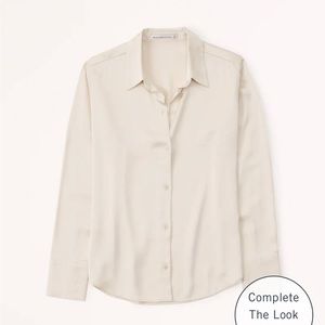 Abercrombie Women’s Satin Button Down - Cream